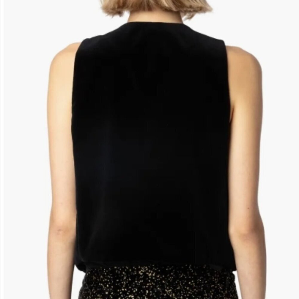 Zadig & Voltaire Emaux Velvet Vest – Black (S/36) NWT - Picture 11 of 11